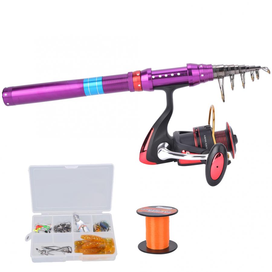 Fishing Rod Combo 2.7M Telescopic Ice Fishing Rod + Fishing Reel Spinning Fishing Wheel Nylon Line Fish Bag Bait Combination Set