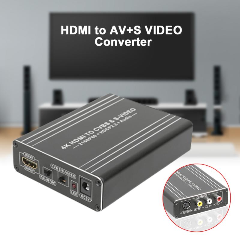AV/RCA CVBS To HDMI Adapter 4K S-VIDEO Converter MINI AV2 60HDMI Adapter Converter Box Support HDMI2.0B NTSC PAL