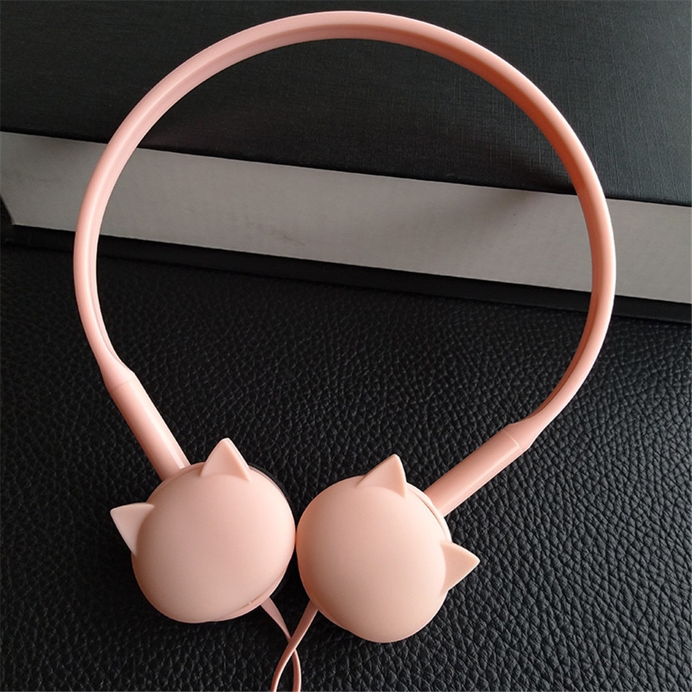 Cute Cat Colored Stereo Pink Headphones Headset Earphones for Samsung Xiaomi Kids Birthday With Retail box