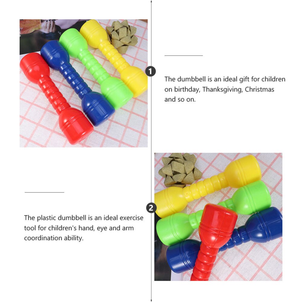 4PCS Durable Colorful Safe Small Dumbbells Exercise Dumbbells Plastic Dumbbells Kids Toddler Children Kindergarten