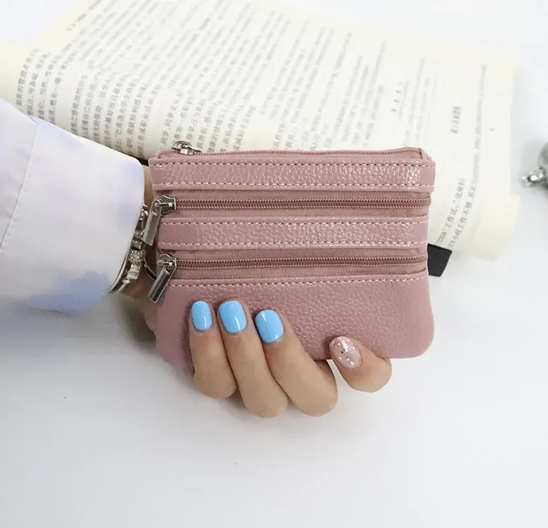 Geldbörse aus pu-leder mit reißverschluss, münzfach, aufbewahrungstasche für kopfhörerkabel, etui, Mini-ausweishalter, kreditkartenetui, organizer, lippenstifttasche: Himmelblau