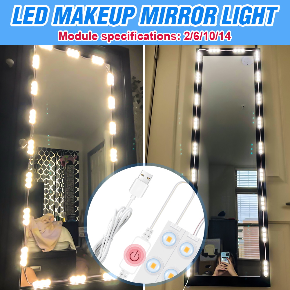 Led Make-Up Spiegel Licht Usb Cosmetische Lamp Kaptafel Make Up Spiegel Lamp Hollywood Vanity Light Led Touch Dimmen Muur lamp