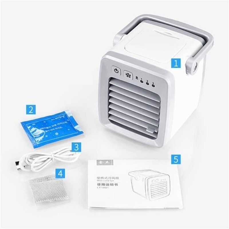 Portable Air Cooler Fan Rechargeable USB Low Noise Mini Spray Refrigeration Air Conditione for Home Living Room Office Desk