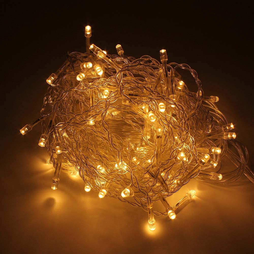 3.5m fairy guirlande led istap lyser  ac 220v 110v udendørs års julepynt til hjemmet havebelysning: Varm hvid / Us-stik 110v