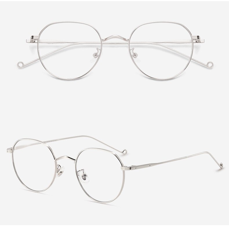 MUZZ B Titanium Women Men Eyeglasses Frames Myopia Hyperopia Prescription Eyewear Frames In The Mood GM Alloy Eyeglasses: Silver