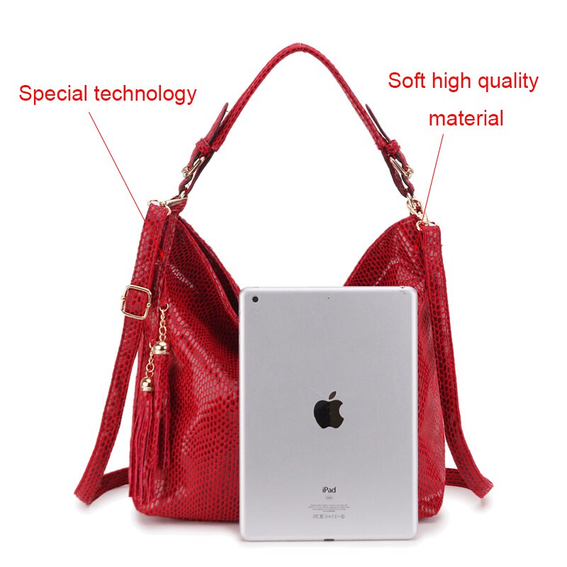 Hobo Messenger Bag Women&#39;s Shoulder Bag Vintage Tassel Ladies Hand Bags Leather Handbag Big Crossbody Bags for women