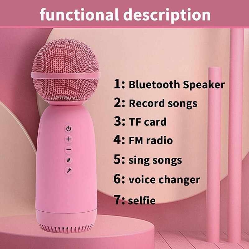 Wireless Bluetooth Karaoke Microphone Cute Speaker Handheld Microphone Player Singing Recorder Portable Mic