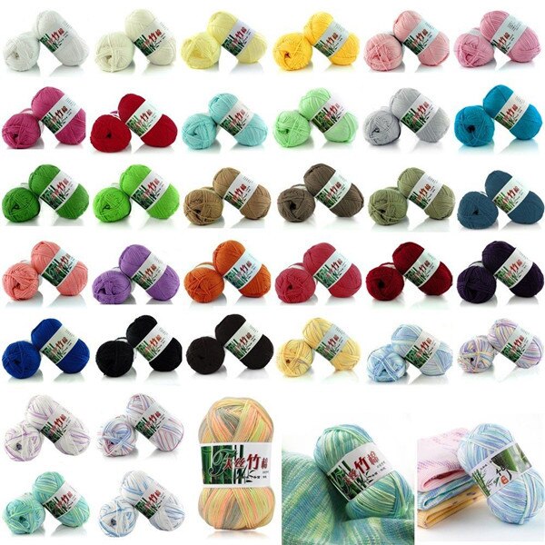 50g Weiche Glatte Natürliche Bambus Baumwolle Hand betroffen Garn Baby Milch baumwolle Garn Hand Gestrickte häkeln garn DIY Lappen Puppe