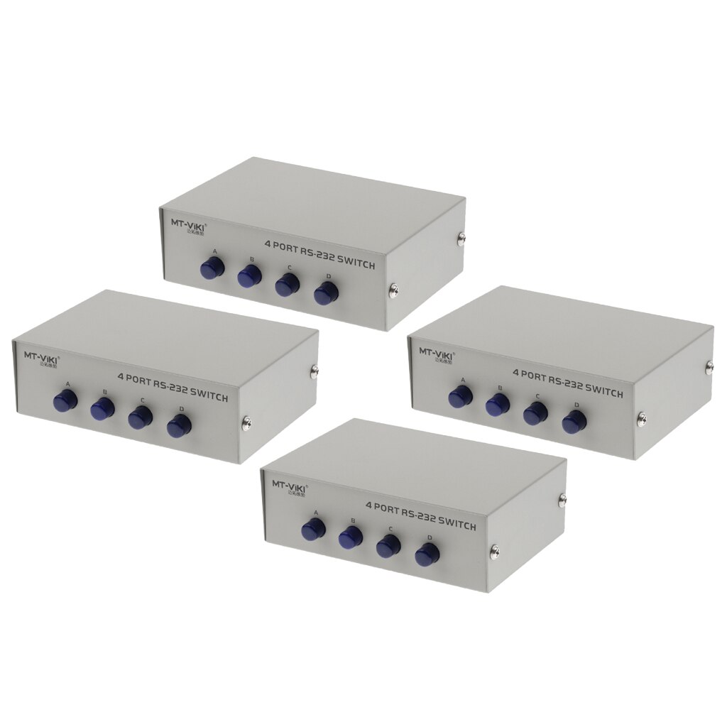 4xPrinter DB9 Pin Serial RS232 Switch Box Manual 4Port Data Sharing Switcher