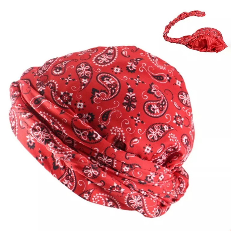 Men Women Paisley Print Headscarf Pirate Hat Outdoor Sport Cycling Bandana Sweat Absorbant Muslim Turban Bohe Style Head Wrap: Orange