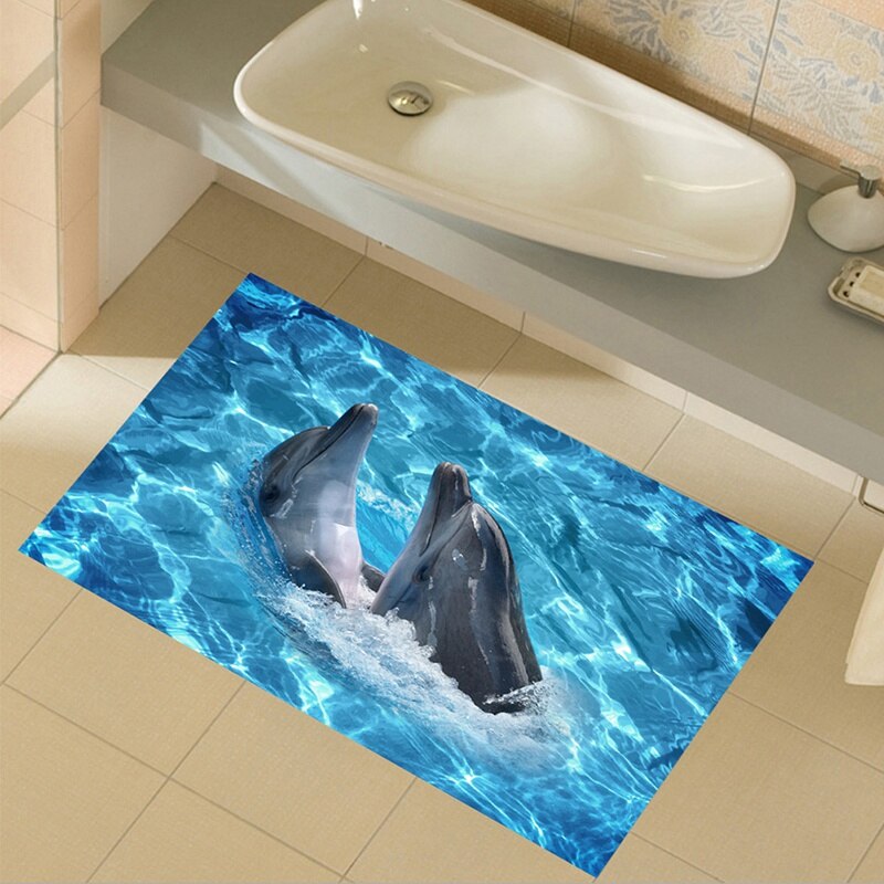 3D Wall Sticker Dolphin Self-adhesive Removable Waterproof DIY Decals Floor Stickers For Bedroom Living Room Bathroom