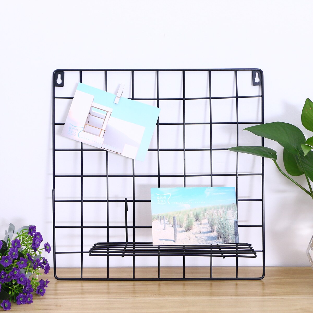 Hanging Wire Storage Basket Rack Straight Shelf Wall Organizer for Grid Panel Display