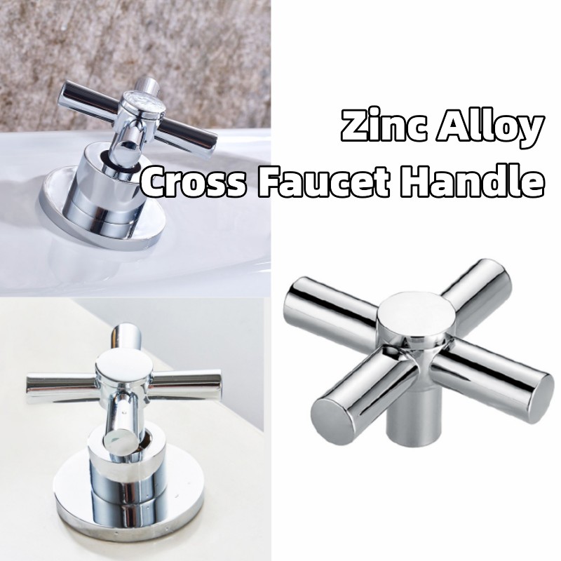 Cross Faucet Handle Knob Zinc Alloy Handwheel Universal Cold Sink Taps Switch for Kitchen Bathroom Tap Replacement Parts