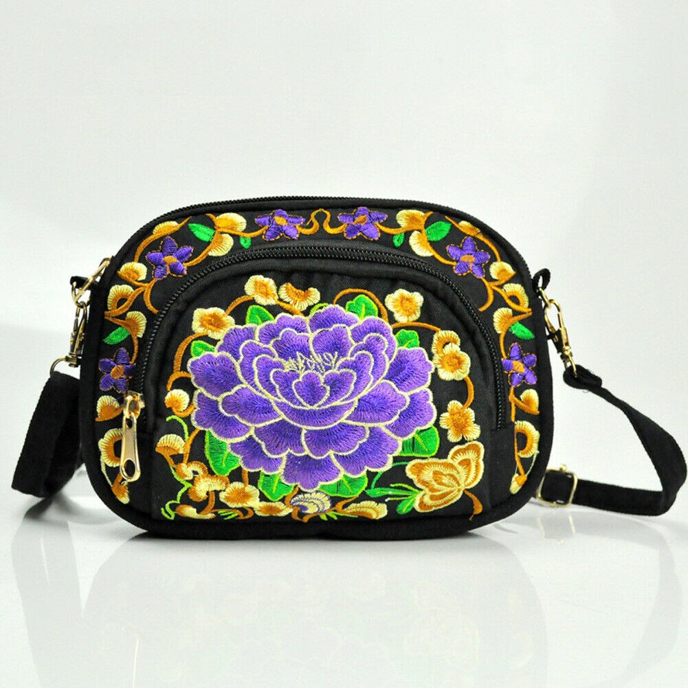 Bolso de hombro Vintage Hmong Tribal étnico tailandés indio Boho bolso de mensaje tapiz bordado hecho a mano de lino: E