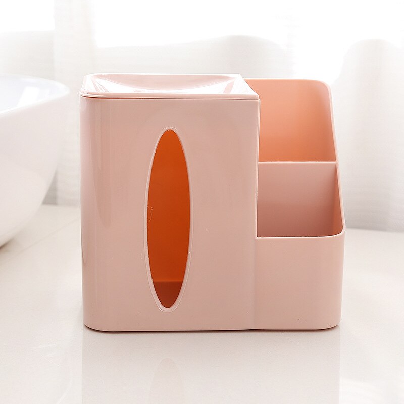 Multifonctionnel télécommande boîte de rangement boîte à mouchoirs bureau en plastique boîte à mouchoirs salon chambre distributeur de mouchoirs boîte: PINK