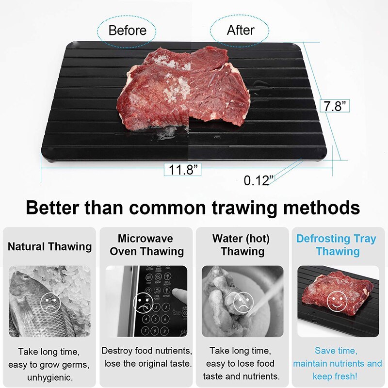 Kød hurtig afrimning bakke optø til frossen mad magi hurtig sikkerhed afrimning plade bord afrimning køkken kok gadget værktøj