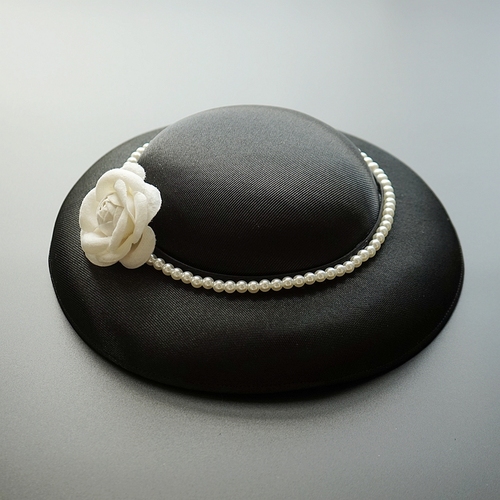 Vintage stor satin bröllopshatt kvinnor brittisk pärla blomma fascinator hatt röd rosa grön spets blommig cocktail show party huvudbonad: 4
