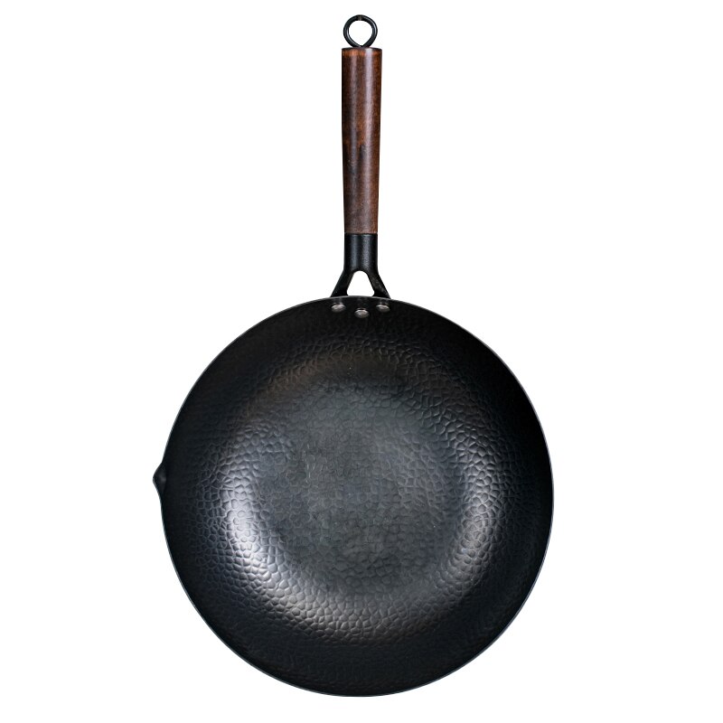 Ijzeren Wok Chinese Traditionele Kookgerei Non-Coating Non-stick Wok Pan Koken Potten Wok Inductie Keuken gebruiksvoorwerpen: 32cm