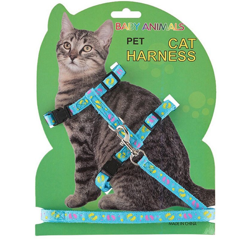 Harnas voor een kat, huisdier, kattenhalsband, harnas en riem, accessoires, verstelbaar kattentuig, tractieharnas, riem, kittenbenodigdheden, 4 kleuren