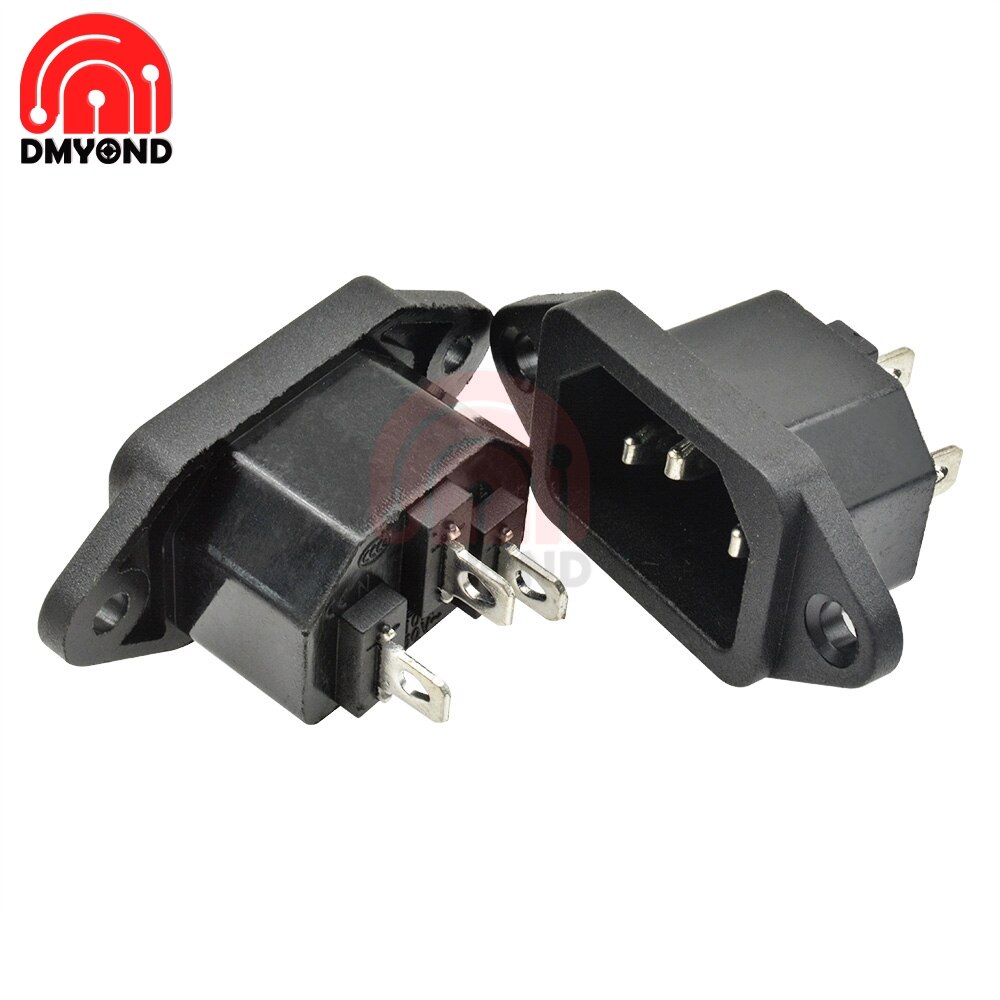 5PCS Power Socket 3Pin AC 250V 10A 3 pin With Ears For Electric Car Computer Power Socket Screw Fixed Iron Core
