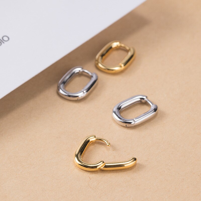 Small Geometrical Solid Oval Earrings Gold Silver Color Small Hoop Earrings For Women Prevent Allergy Jewelry