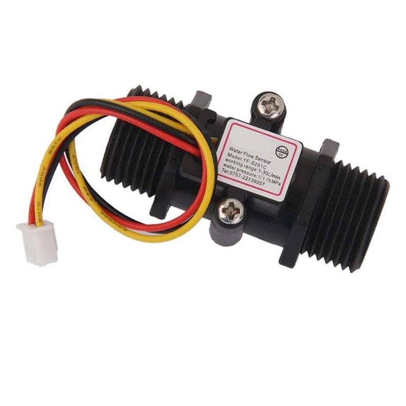 Water Flow Sensor Switch Flow Meter Controle G1/2 Inch Interface Hall Elementen Totaal 1-30L/Min Meting Apparaat zwart