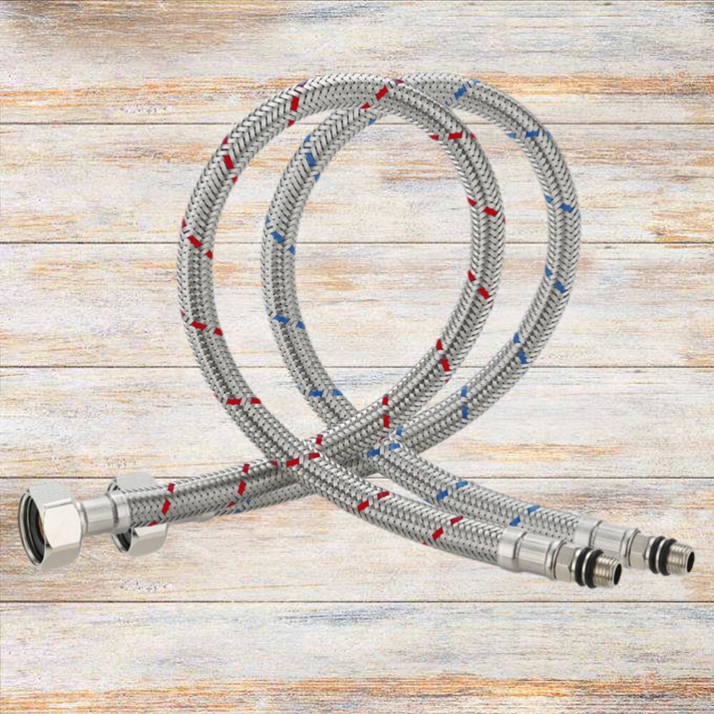 2 Stuks 80Cm Drinkwater Slang Heavy Duty Lichtgewicht Flexibele Slang Kraan Slang Connector Inlaat Rvs Wasmachine