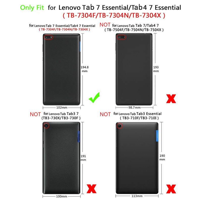 Case Cover For Lenovo Tab 7 Essential TB-7304F TB 7304F 7304 7304i 7304X 7.0 inch Tablet Case PU Leather Cover