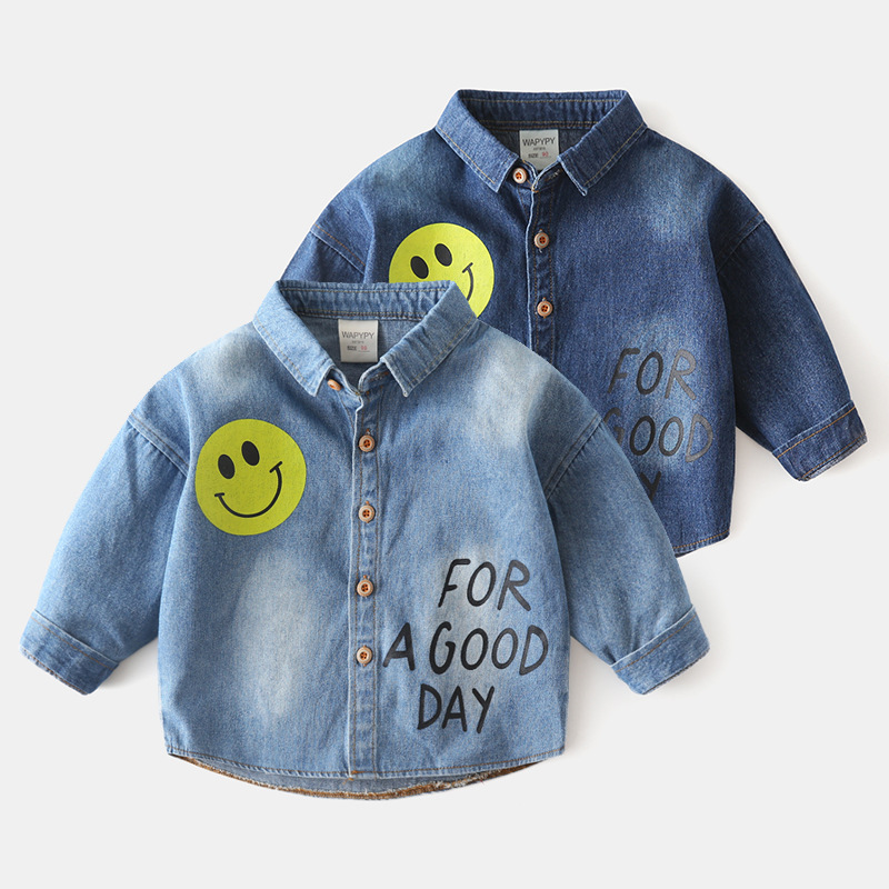 Nouveaux garçons chemise bébé dessin animé Smiley chemise automne vêtements pour enfants