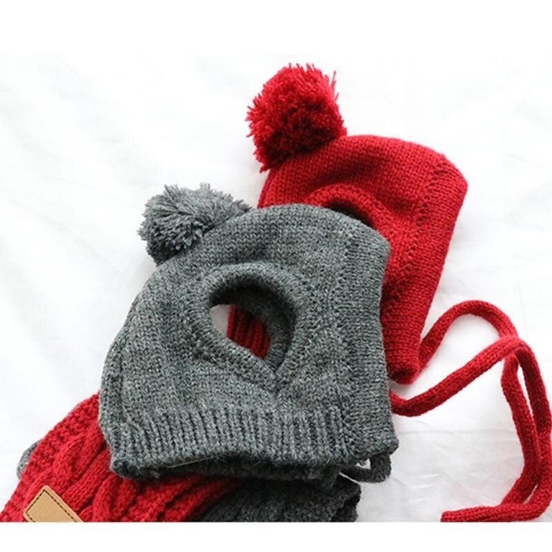 Hat til hunde vinter varme striber strikket hat + tørklæde krave hvalpe bamse kostume juletøj santa hund kostume chihuahua