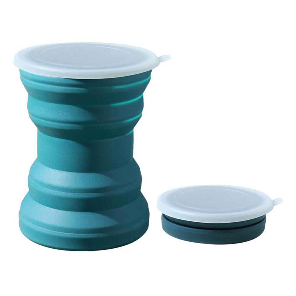 Taza plegable de silicona portátil con cordón, taza de viaje resistente al calor, tapa plegable, almacenamiento para agua
