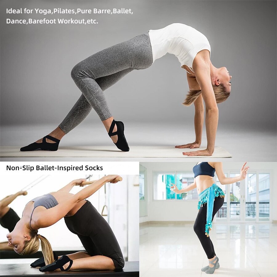 Fitness Nicht-Unterhose Griffe &Ampere; Riemen Yoga Socken Bandage Baumwolle Pilates Socken Reine Stange Ballett tanzen Atmungsaktive trainieren Fitnessstudio für Frauen