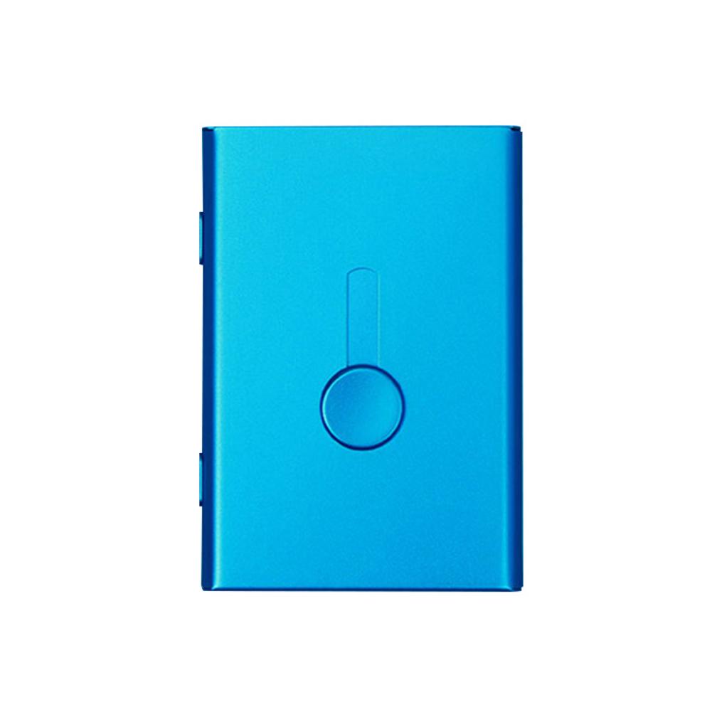 Business Card Holder Hand Push Card Case Bank Card Package Metal Ultra Thin Business Card Packaging Box Organizer: Blue