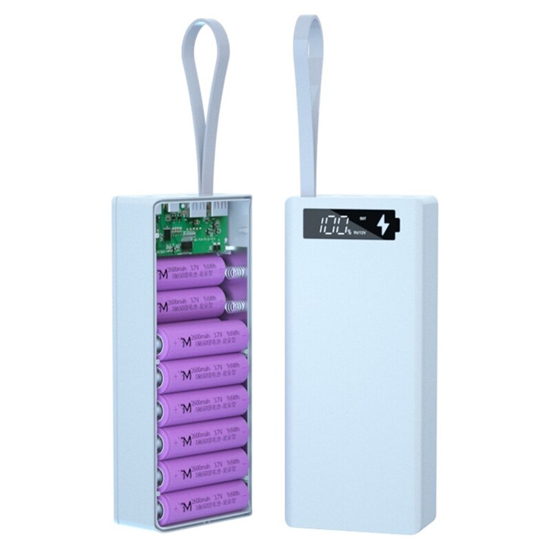 Odłączany wyświetlacz LCD C16 DIY 16x18650 obudowa baterii obudowa moc banku pudełko zewnętrzne bez baterii Powerbank ochraniacz