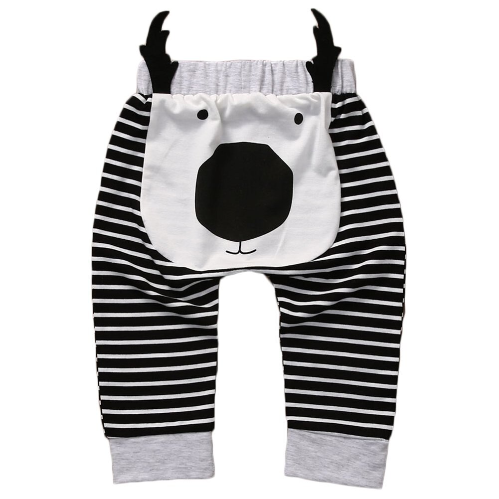 Peuter baby jongen meisje cartoon onderkant broek harem leggings broek broek 0-24m: Zwart gestreept / 24m