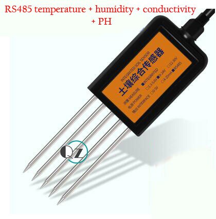 Soil temperature and humidity sensor PH conductivity nutrient soil sensor soil NPK sensor nitrogen phosphorus potassium detector: RS485 H-T-EC-PH