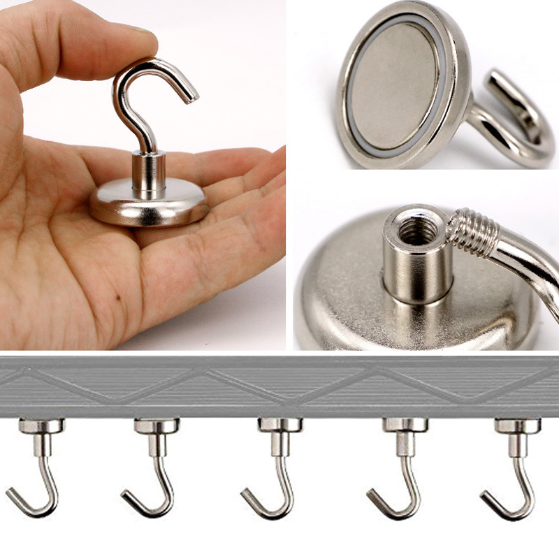 4pcs Multifunctional Magnetic Hooks Powerful Heavy Duty Neodymium Magnet Refrigerator Surfaces Not Scratch FP8 AU07