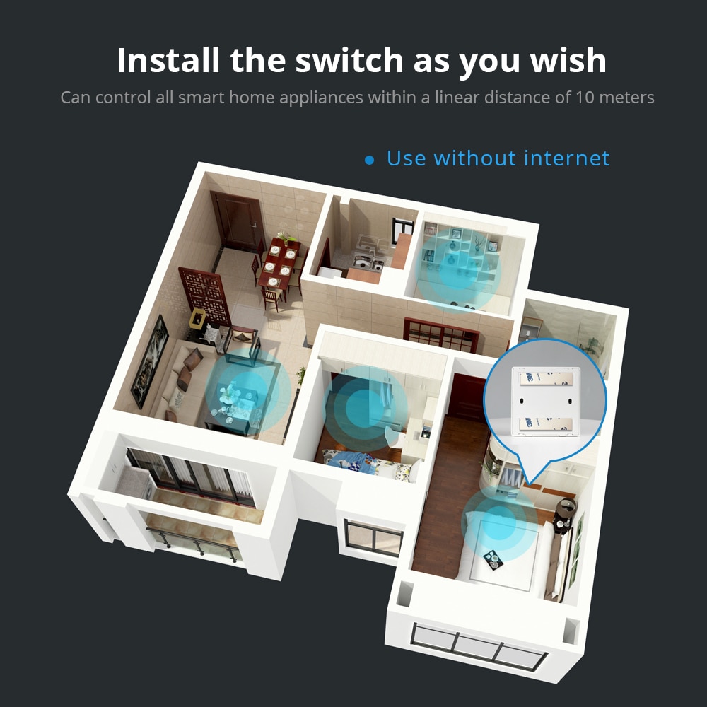 Zemismart Tuya Zigbee Wireless Switch Battery Wall Remote with Push Button Smart Life 1 2 3 Gangs
