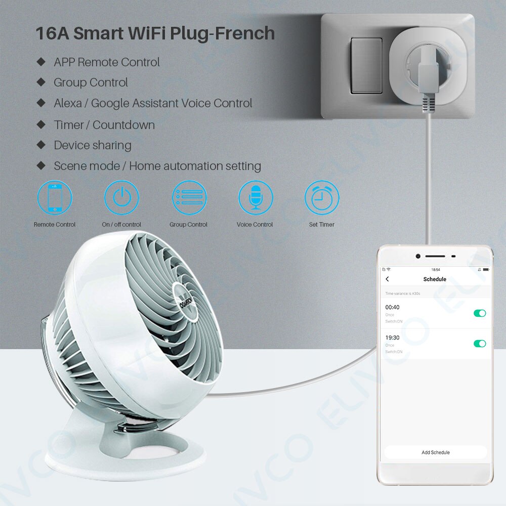 WiFi Smart Plug EU Adapter 16A Tuya APP Remote Voice Control Steckdose Timing Funktion Arbeitet Mit Alexa Google Assistent