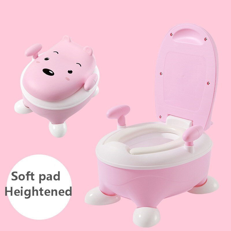 Dossier confortable dessin animé Pot enfants Pot bébé toilette pour garçons enfants bébé Pot formation filles Portable toilette bassin: Heighten pink 2