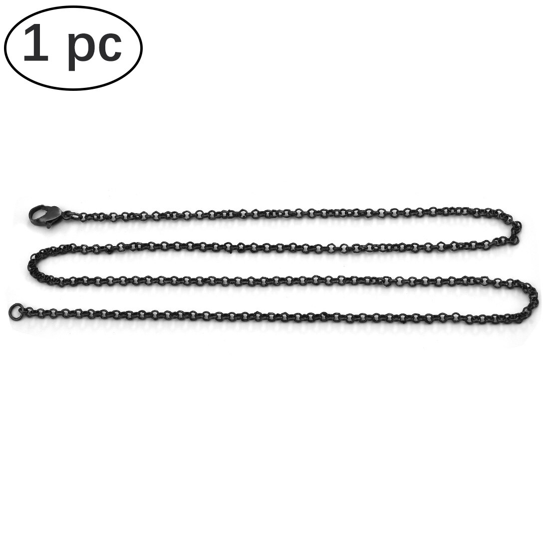 Cadenas de latón para manualidades, accesorios para fabricación de joyas, collares, suministros a granel, cadenas de Eslabón cubano, cierres de Metal de 55cm,: Black 1 pc