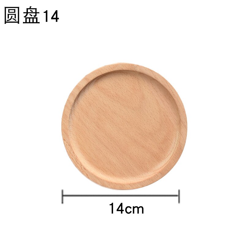 Beech Wood Cake Dishes Home Hotel School Dessert Serving Tray Wood Sushi Bread Plate Dinnerware Round/Square Wood Plate: Round Shape 14CM