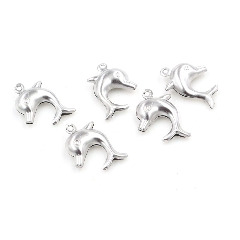 30pc/lot 21x16mm Dolphin Charms 316 Stainless Steel Dolphin Charms for necklace pendant charms diy jewelry making-R5-43