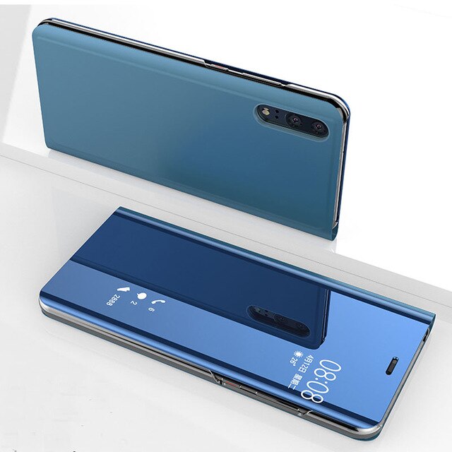 Flip Translucent Mirror Luxury Cover Stand Hard Phone Case For Samsung Galaxy Note 9 Note9 Not SM N960 N960F SM-N960 SM-N960F: Blue