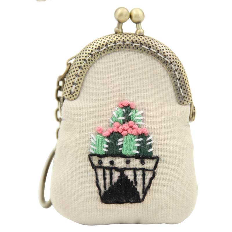 DIY Flower Necklace Mini Embroidery Bag Kit Embroidery Key chain Cross Stitch Sets Needlework Swing Craft Friend Unfinished: 6