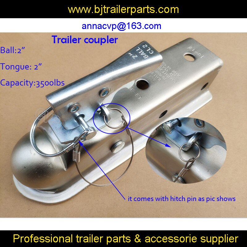 CVP Trailer coupler 2" x 2", trailer coupling STRAIGHT tongue 2", trailer parts, 3500lbs,trailer parts