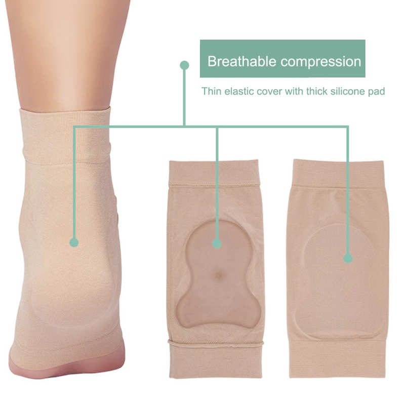 1 par hälskyddande sockhäl silikonvadderad skyddsärm mjuk fot ankel elastisk skyddsstrumpa