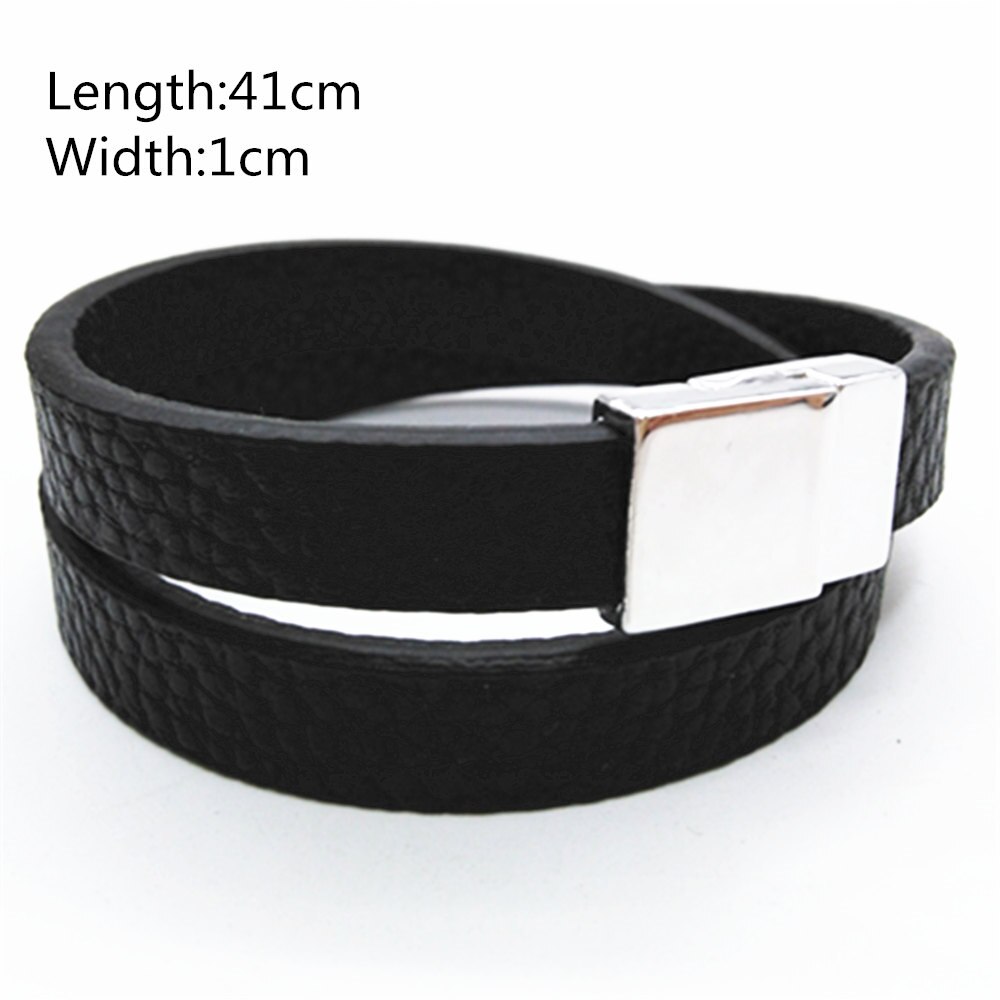 Multilayer Punk Black Wristband Retro Handmade Vintage Leather Men Leather Bracelets Cuff Bangle male Jewelry