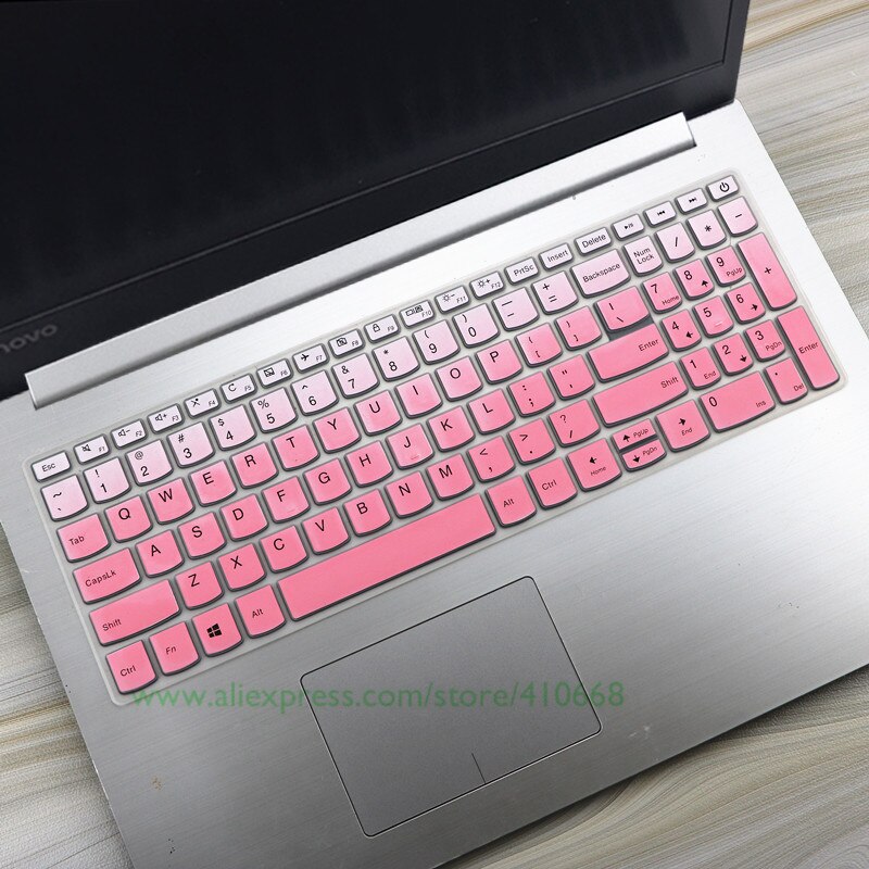 Silcone laptop notebook tastatur cover beskytter til lenovo yoga  c740 (15) c740-15 iml  c 740 15 iml 15.6 tommer med numeriske taster: Gradvis lyserød