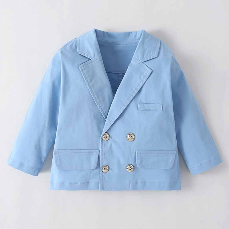 Født drenge babytøj herre butterfly blåt jakkesæt sæt baby langærmet jumpsuit dreng børn rompers+frakke gifte kjoler
